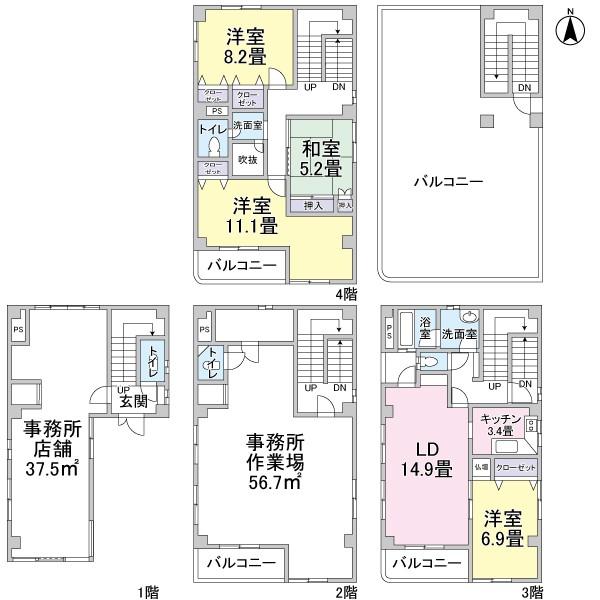 Floor plan. 88 million yen, 4LDK, Land area 91.17 sq m , Building area 251.01 sq m