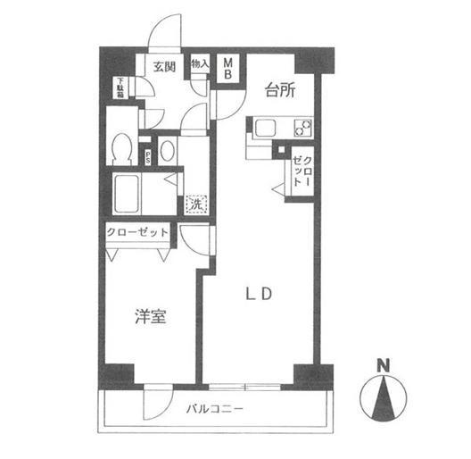 Floor plan. 1LDK, Price 29,800,000 yen, Occupied area 46.12 sq m , Balcony area 6.15 sq m