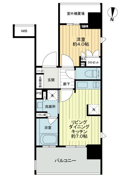 Floor plan. 2LDK, Price 22,800,000 yen, Occupied area 30.58 sq m , Balcony area 7.83 sq m