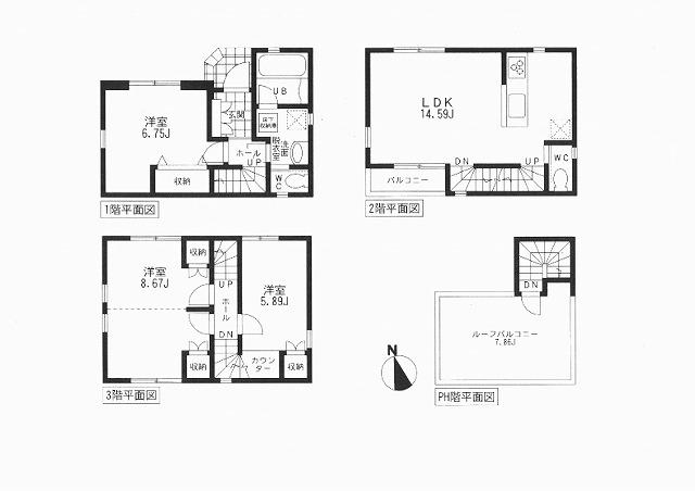 Compartment view + building plan example. Building plan example, Land price 20 million yen, Land area 43.99 sq m , Building price 17.8 million yen, Is 3LDK flat 35S corresponding plan of building area 88.09 sq m floor space 88.09 sq m