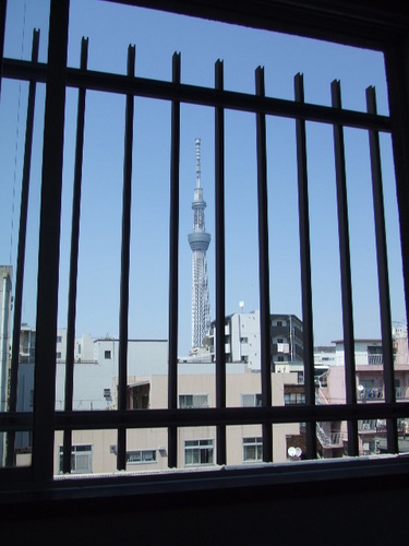 View. Tokyo Sky Tree seen from the window of the closet