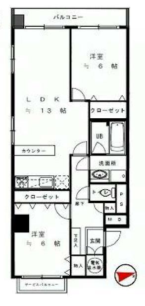 Floor plan. 2LDK, Price 28.8 million yen, Occupied area 61.51 sq m , Per three direction room of the balcony area 7.24 sq m 10 floor, Exposure to the sun ・ ventilation ・ View is good. You views of the Sky Tree.