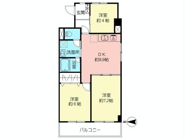 Floor plan. 3LDK, Price 30,800,000 yen, Occupied area 58.41 sq m , Balcony area 6.63 sq m of Mato