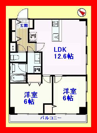Floor plan. 2LDK, Price 25,800,000 yen, Occupied area 52.18 sq m , Floor plan of the balcony area 6.5 sq m living center