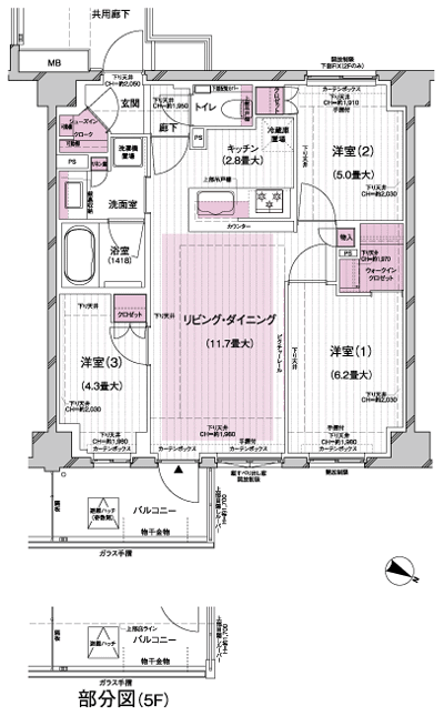 O type floor plan 3LDK+WIC+SIC  ■ Occupied area / 65.52 sq m   ■ Balcony area / 6.21 sq m