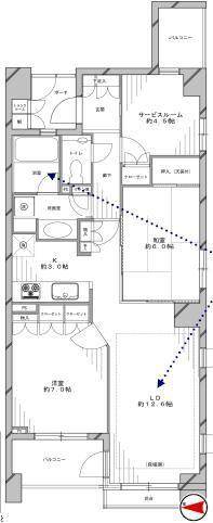 Floor plan. 2LDK+S, Price 41,800,000 yen, Occupied area 73.19 sq m , Balcony area 9.35 sq m