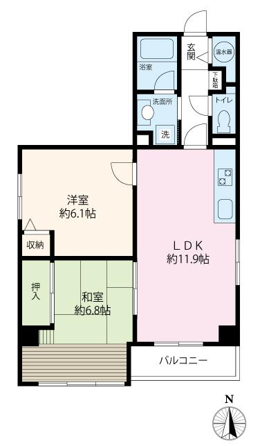 Floor plan. 2LDK, Price 24.5 million yen, Occupied area 62.23 sq m , Balcony area 3.72 sq m