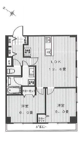 Floor plan. 2LDK, Price 25,800,000 yen, Occupied area 52.18 sq m , Balcony area 6.5 sq m