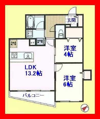 Floor plan. 2LDK, Price 27,800,000 yen, Occupied area 54.75 sq m , Balcony area 4.29 sq m easy-to-use floor plan