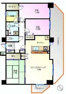 Floor plan. 3LDK, Price 31,800,000 yen, Occupied area 75.31 sq m , Balcony area 23.11 sq m