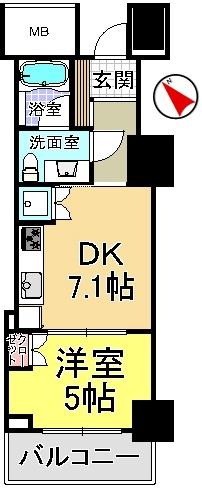 Floor plan. 1DK, Price 23,300,000 yen, Occupied area 31.83 sq m , Balcony area 5.06 sq m