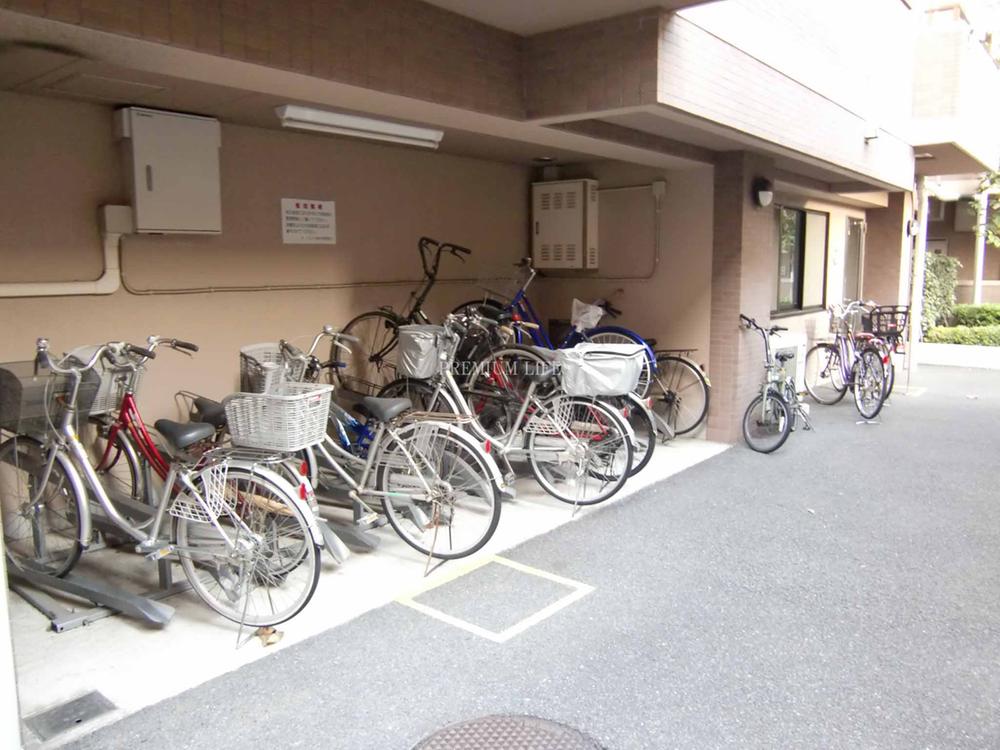 Other common areas. Bicycle parking lot with a roof