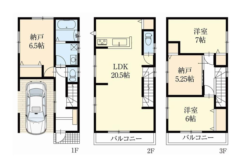 Floor plan. (Building 2), Price 44,800,000 yen, 2LDK+2S, Land area 68.15 sq m , Building area 117.84 sq m