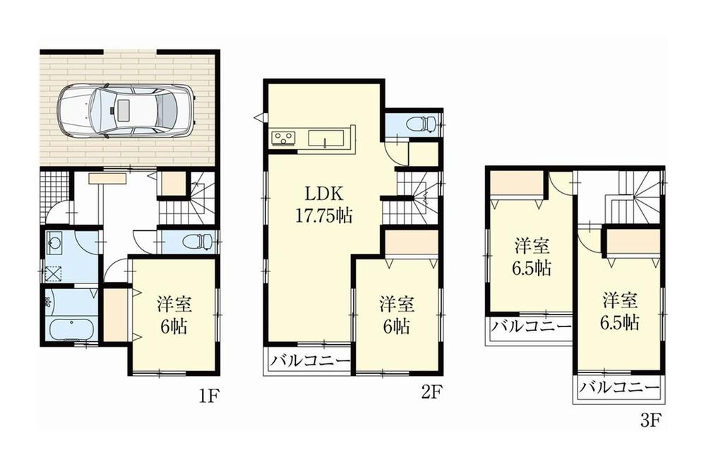Floor plan. (1 Building), Price 46,800,000 yen, 4LDK, Land area 76.25 sq m , Building area 118.26 sq m