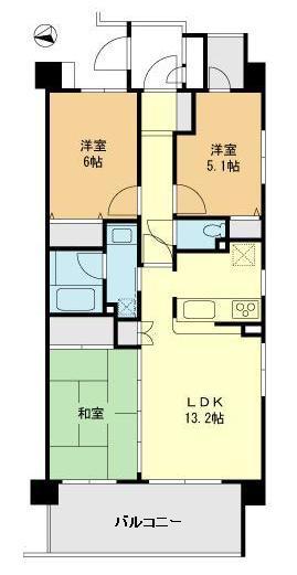 Floor plan. 3LDK, Price 28.8 million yen, Occupied area 66.36 sq m , Balcony area 12.49 sq m   ■ Southwest Corner Room