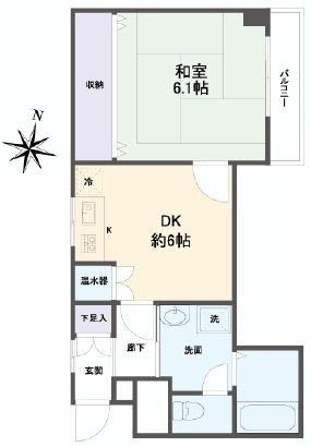 Floor plan. 1DK, Price 15.6 million yen, Occupied area 36.94 sq m