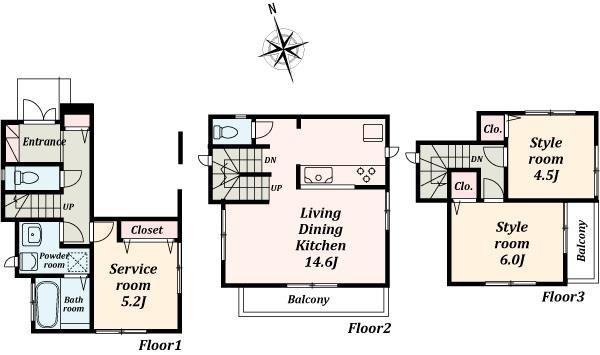 Floor plan. 31,800,000 yen, 2LDK+S, Land area 63.07 sq m , Building area 78.24 sq m