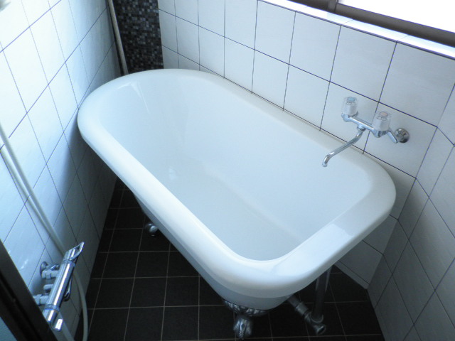 Bath. It is a Western-style of the bath. There is also a window. 