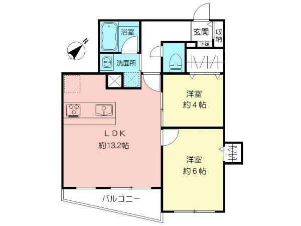 Floor plan. 2LDK, Price 27,800,000 yen, Occupied area 54.75 sq m , Balcony area 4.29 sq m of Mato