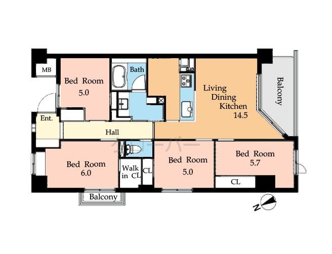 Floor plan. 3LDK+S, Price 36,990,000 yen, Occupied area 81.64 sq m , Balcony area 8.6 sq m