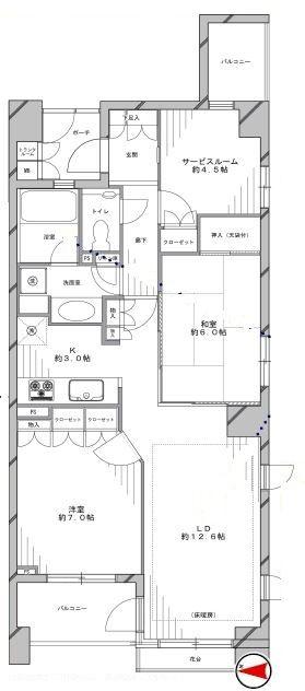 Floor plan. 2LDK+S, Price 41,800,000 yen, Occupied area 73.19 sq m , Good Floor balcony area 9.35 sq m usability