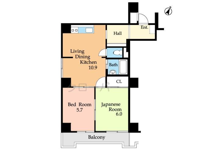 Floor plan. 2LDK, Price 15.8 million yen, Occupied area 49.91 sq m , Balcony area 5.23 sq m