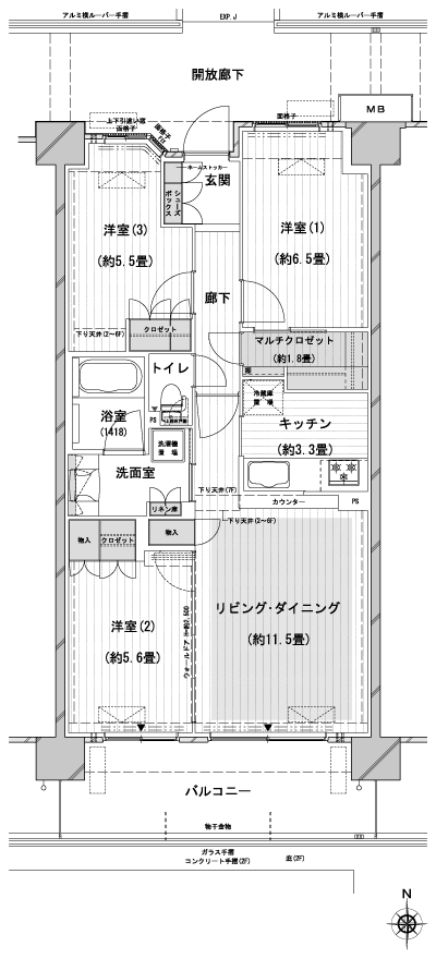 Floor: 3LDK + MC, occupied area: 72.44 sq m, Price: 38,800,000 yen, now on sale