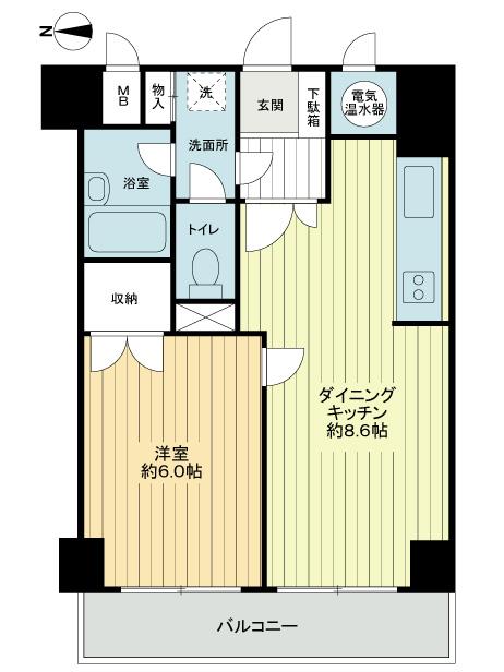 Floor plan. 1DK, Price 18,800,000 yen, Footprint 37.8 sq m , Balcony area 2.97 sq m