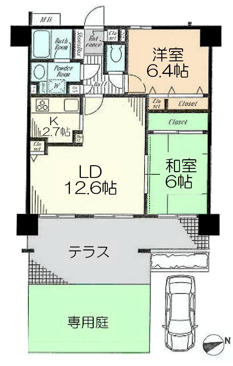 Floor plan. 2LDK, Price 21,980,000 yen, Footprint 61.6 sq m