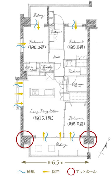 Interior. A type ・ 3LDK footprint / 70.39 sq m balcony area / 13.71 sq m
