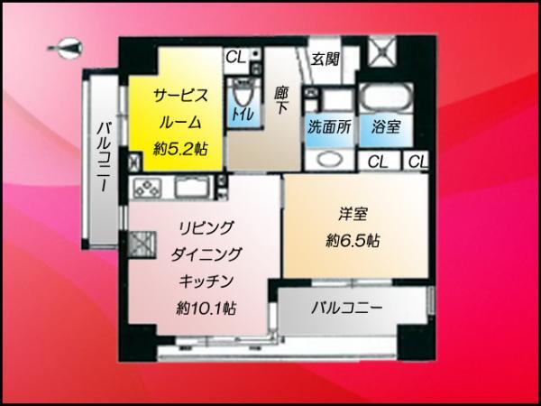 2LDK, Price 28.8 million yen, Occupied area 51.57 sq m , Balcony area 11.4 sq m