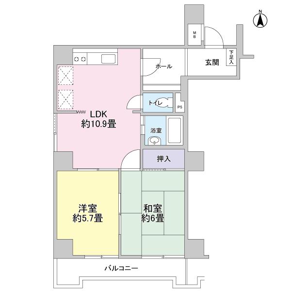 Floor plan. 2LDK, Price 15.8 million yen, Occupied area 49.91 sq m , Balcony area 5.23 sq m south ・ West of the corner room 2LDK type