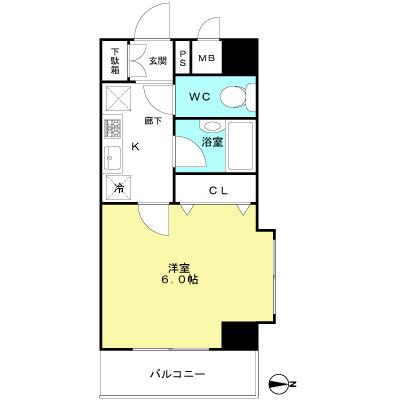 Floor plan. Price 16 million yen, Occupied area 20.79 sq m , Balcony area 3.52 sq m