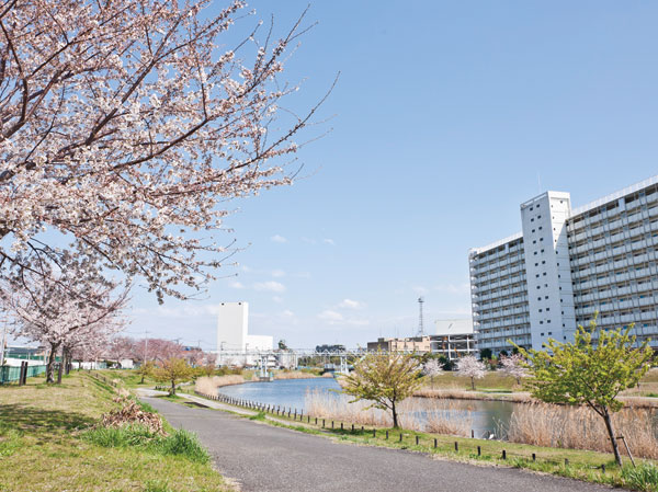 Surrounding environment. Daily stroll or walking or at the time of running also seasonal flowers fun Mel so, It has been developed. (Formerly Nakagawa waterfront park / About 50m ・ 1-minute walk)