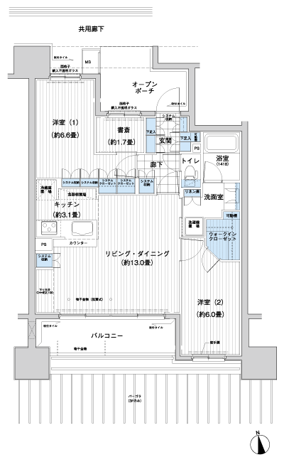 Floor: 2LDK + den + WIC, the occupied area: 68.77 sq m