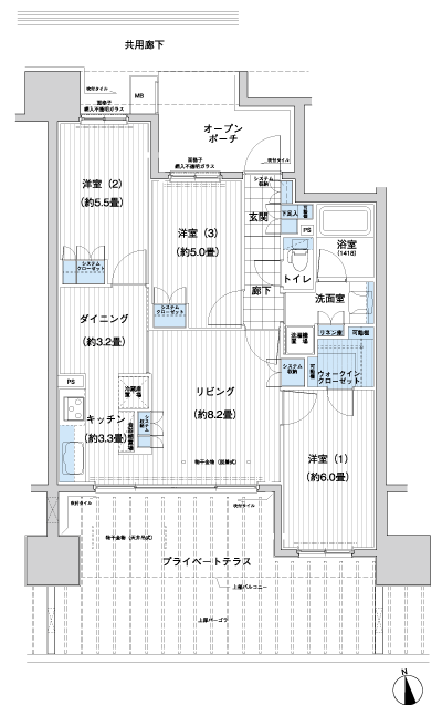 Floor: 3LDK + WIC, the occupied area: 68.77 sq m