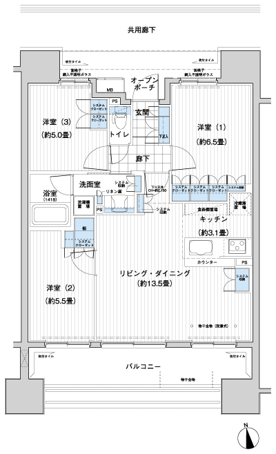Floor: 3LDK, occupied area: 71.15 sq m