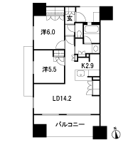 Floor: 2LDK, occupied area: 61.83 sq m