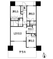 Floor: 3LDK + WIC, the occupied area: 65.13 sq m