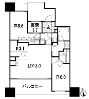 Floor: 2LDK + den + WIC, the occupied area: 68.77 sq m