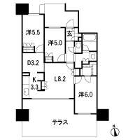Floor: 3LDK + WIC, the occupied area: 68.77 sq m