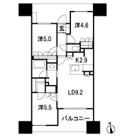 Floor: 3LDK + WIC, the occupied area: 58.43 sq m