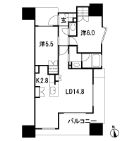 Floor: 2LDK, occupied area: 63.14 sq m