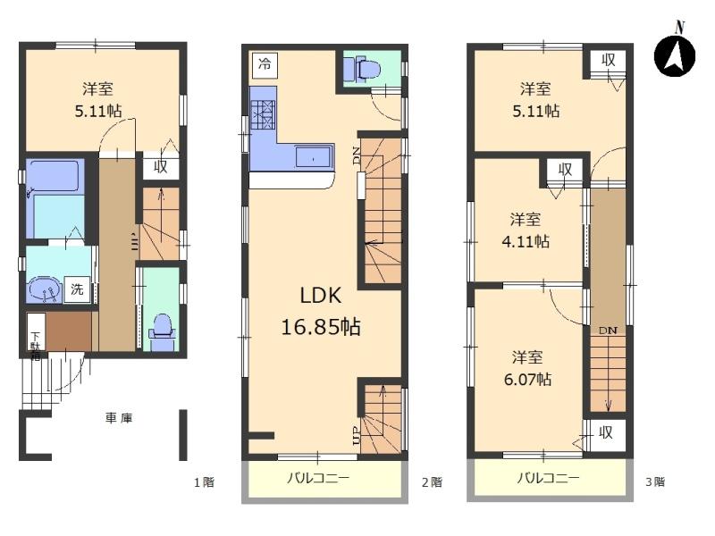 Floor plan. 39,800,000 yen, 2LDK + 2S (storeroom), Land area 53 sq m , Building area 97 sq m floor plan