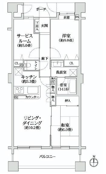 Floor plan. 2LDK+S, Price 39,800,000 yen, Footprint 67.8 sq m , Balcony area 11.28 sq m