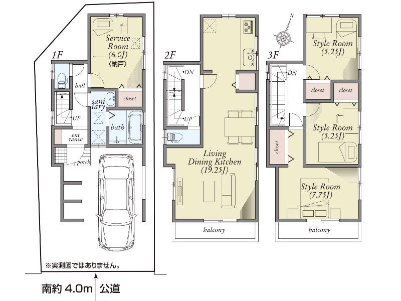 Floor plan. 53,800,000 yen, 3LDK + S (storeroom), Land area 73.1 sq m , Building area 117.84 sq m floor plan
