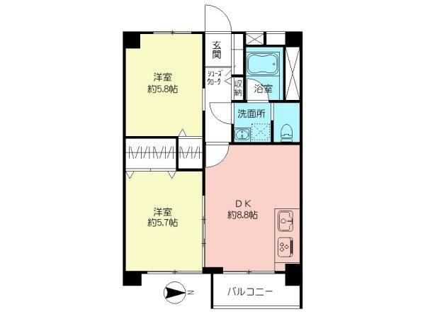 Floor plan. 2LDK, Price 19,980,000 yen, Footprint 53.1 sq m Mato