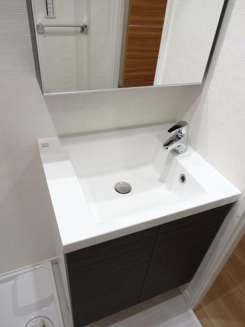 Wash basin, toilet. Bathroom vanity