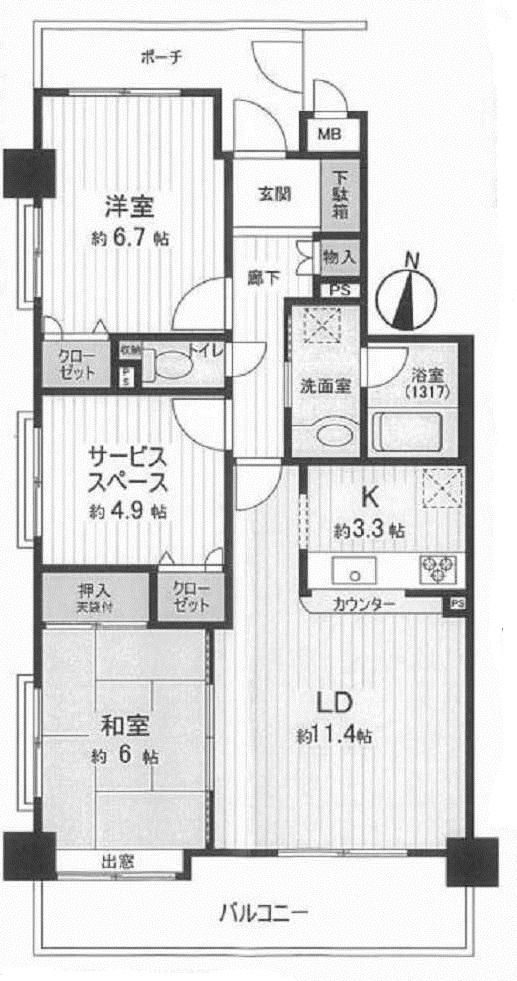 Floor plan. 3LDK, Price 37,800,000 yen, Occupied area 71.35 sq m , Balcony area 10.05 sq m