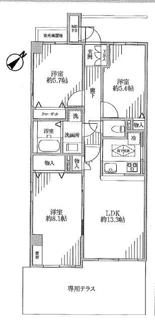 Floor plan. 3LDK, Price 27,900,000 yen, Occupied area 69.71 sq m